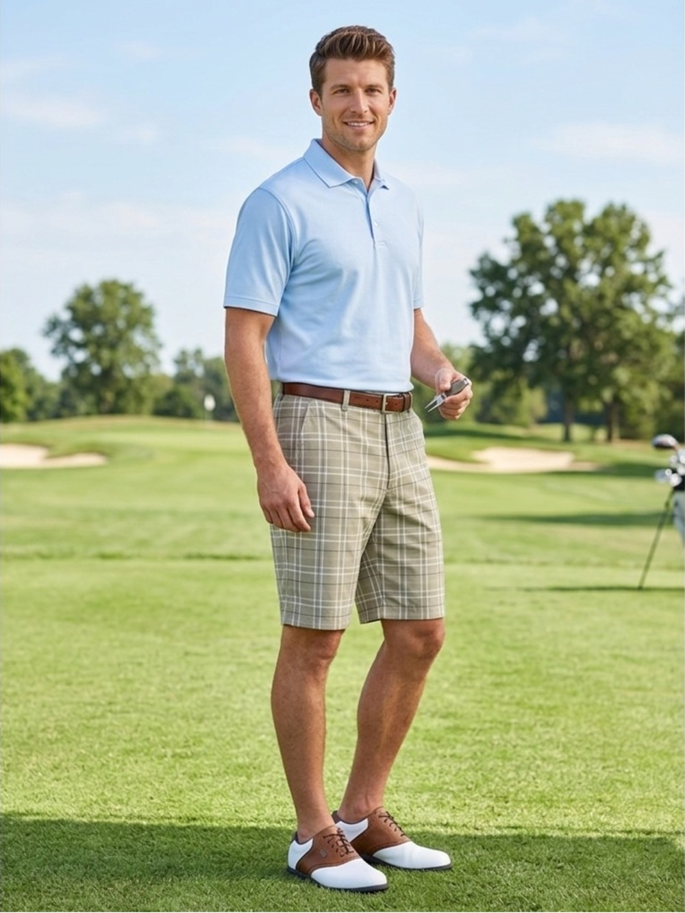 Nike Golf Dri-Fit Plaid Bermuda Casual Athletic Activewear Golf Shorts Size 36